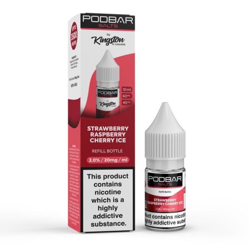 Kingston Podbar Salts Nicotine Salt Strawberry Raspberry Cherry Ice