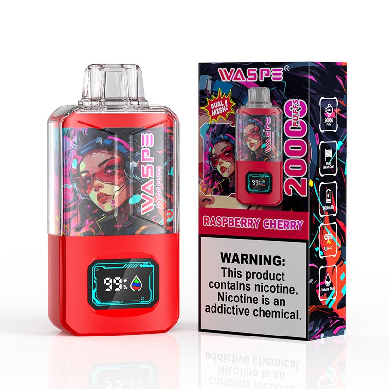 raspberry cherry waspe box 20000 disposable vape