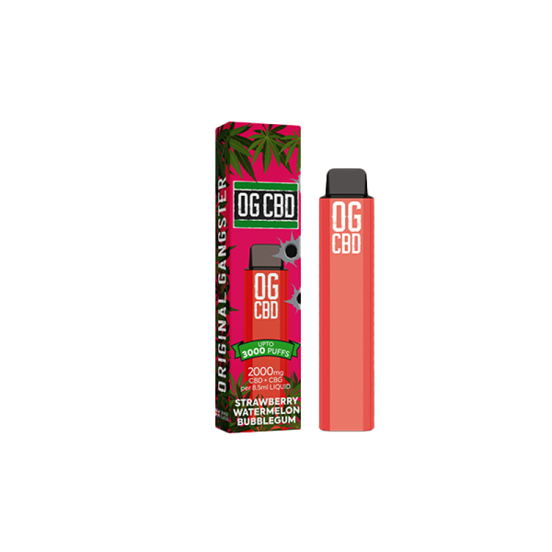 Darwin CBD OG CBD Disposable Vape 3000 Puffs 2000mg Strawberry Watermelon Bubblegum