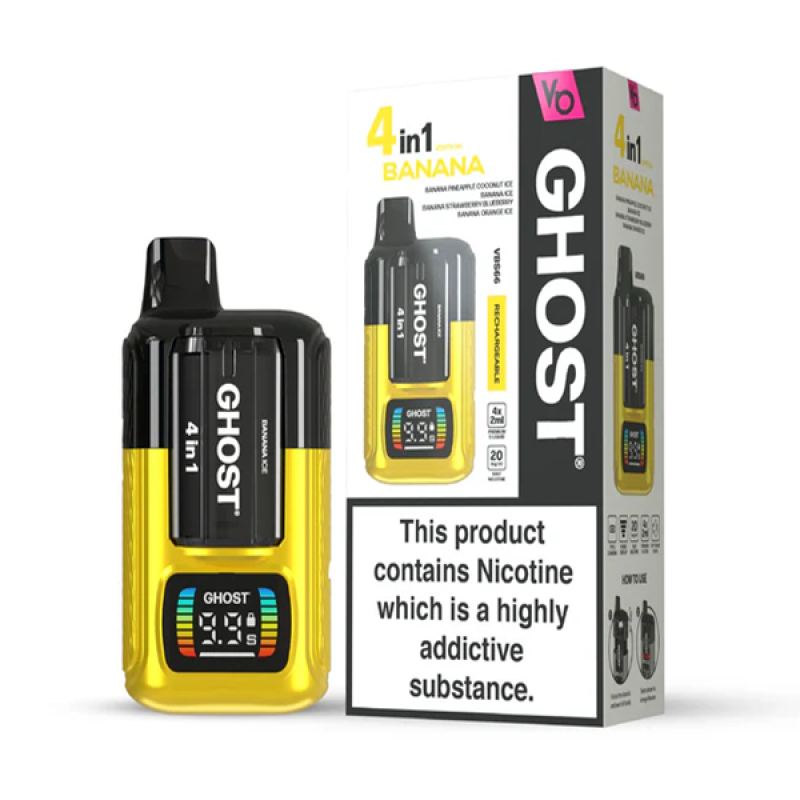 Banana Edition Vapes Bars Ghost 4 in 1 Pod Kit 850mAh