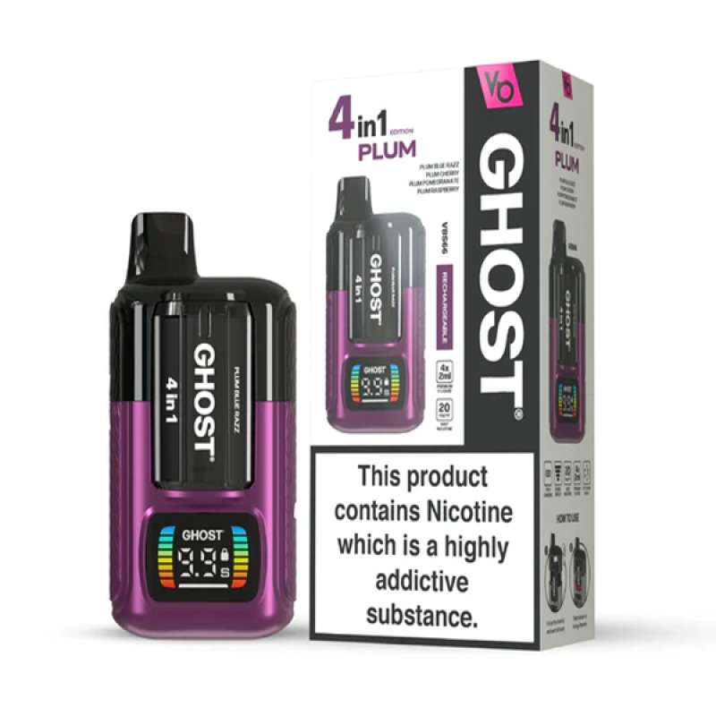 Plum Edition Vapes Bars Ghost 4 in 1 Pod Kit 850mAh