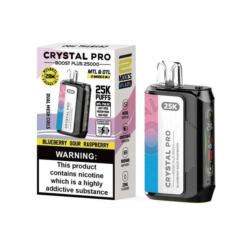 Blueberry Sour Raspberry Crystal Pro Boost Plus 25K Disposable Vape