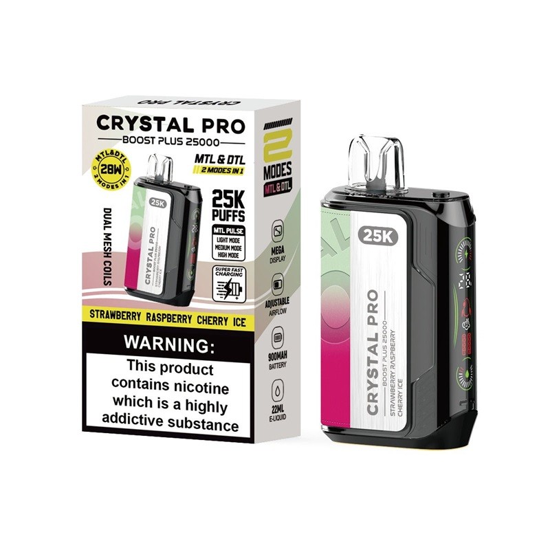 Strawberry Raspberry Cherry Ice Crystal Pro Boost Plus 25K Disposable Vape