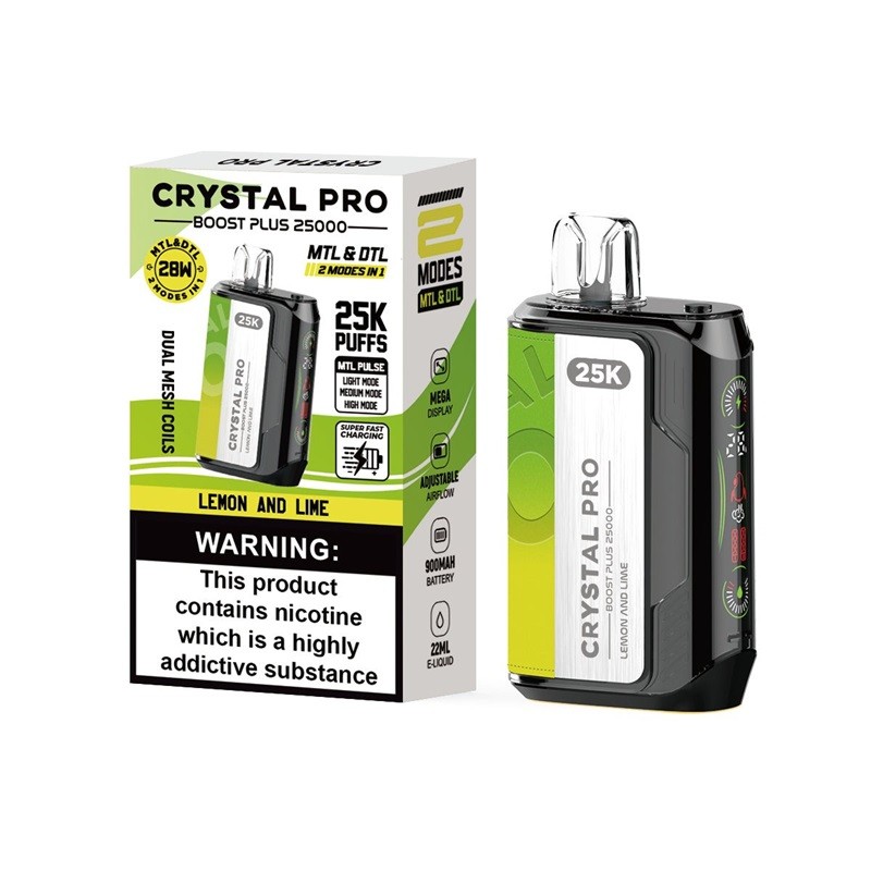 Lemon and Lime Crystal Pro Boost Plus 25K Disposable Vape