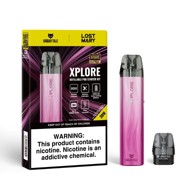 silver pink urban tale x lost mary xplore pod kit