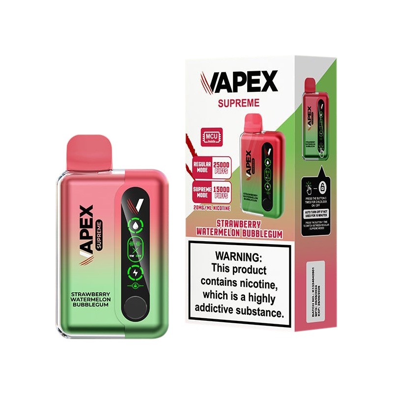 Strawberry Watermelon Bubblegum Vapex Supreme 25000 Disposable Vape