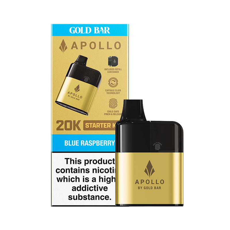 blue raspberry gold bar apollo 20k disposable vape