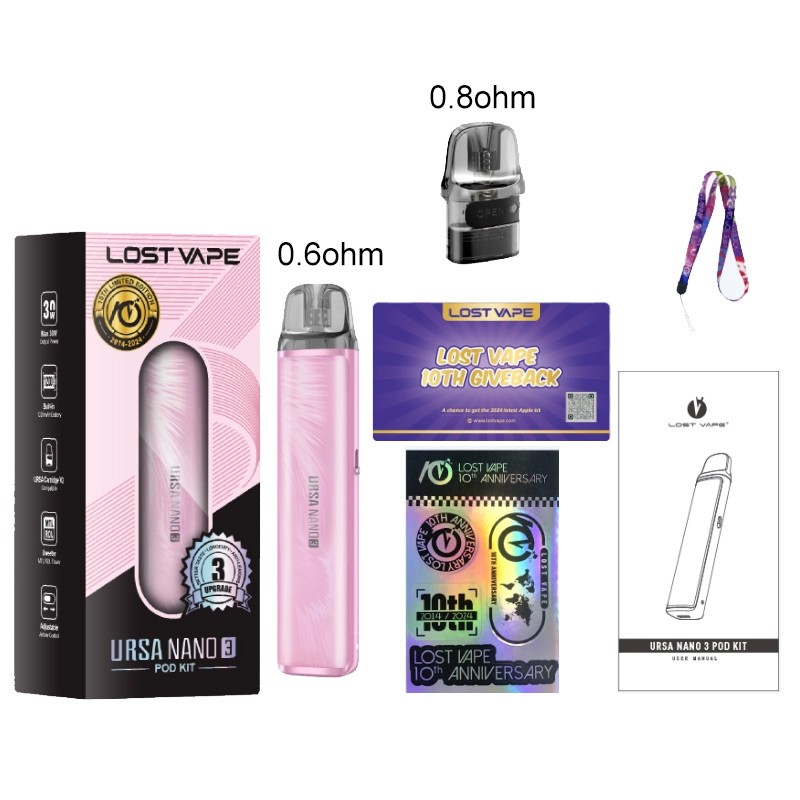 lost vape ursa nano 3 pod kit package