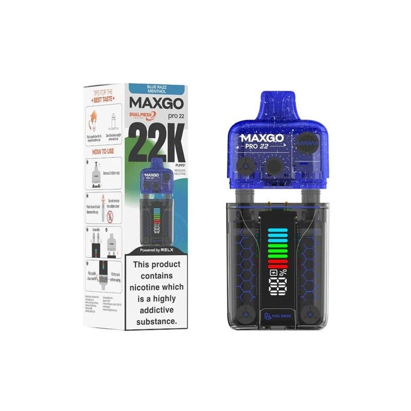blue razz menthol relx maxgo pro 22000