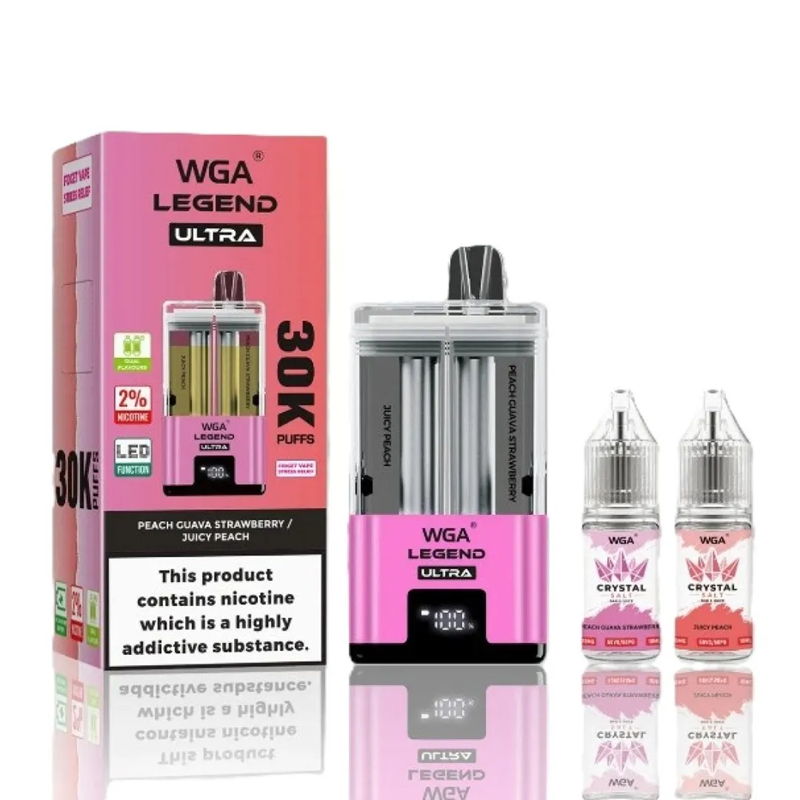 peach guava strawberry & juicy peach wga legend ultra 30000