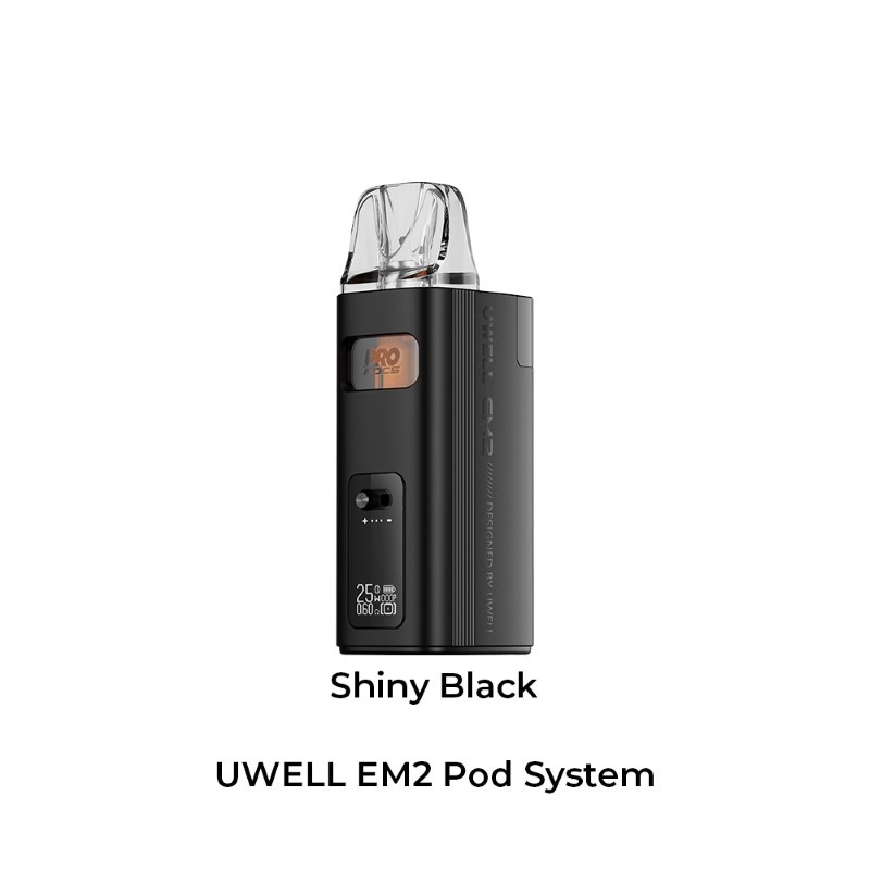 shiny black uwell em2 pod kit