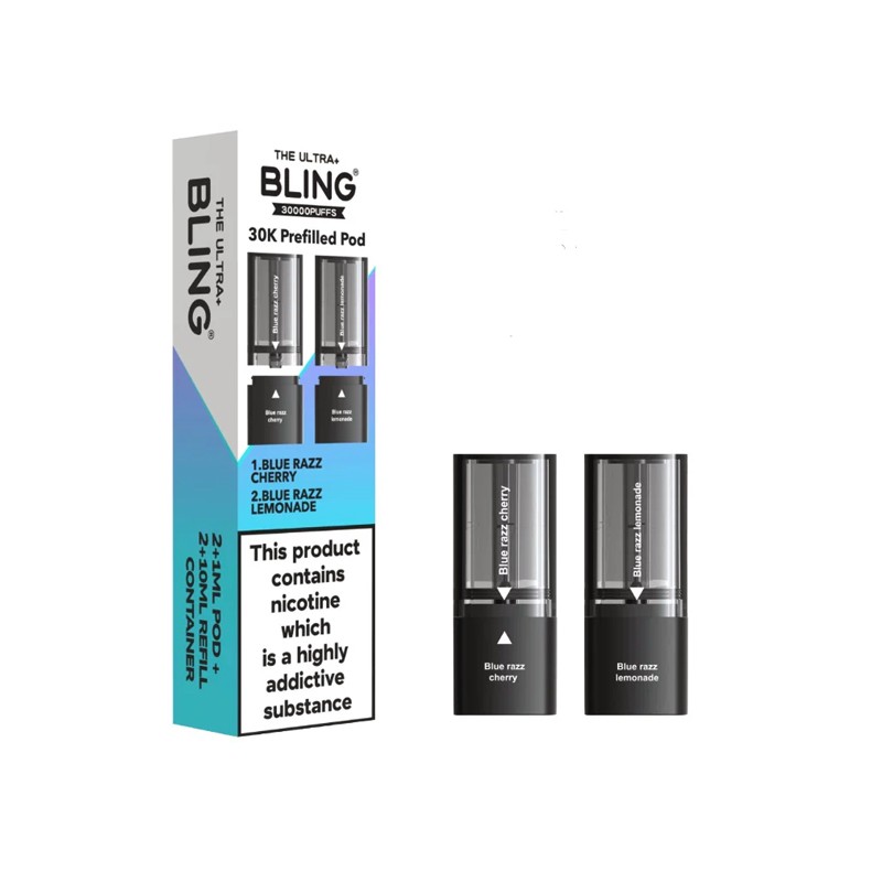 blue razz cherry / blue razz lemonade bling ultra plus 30k pod