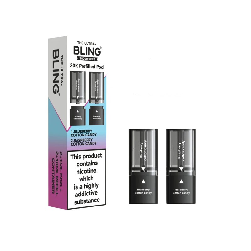 blueberry cotton candy / raspberry cotton candy bling ultra plus 30k pod