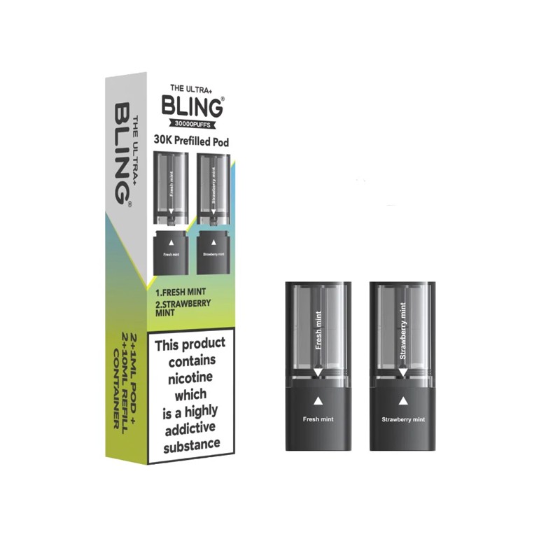 fresh mint / strawberry mint bling ultra plus 30k prefilled pod