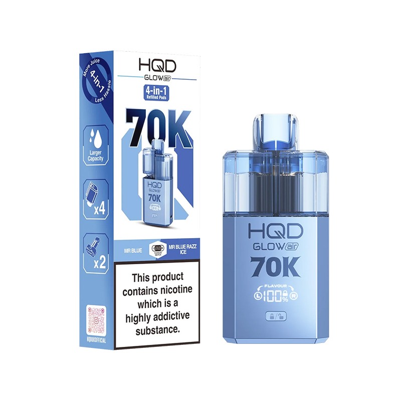 mr blue / blue razz ice hqd glow air 70k
