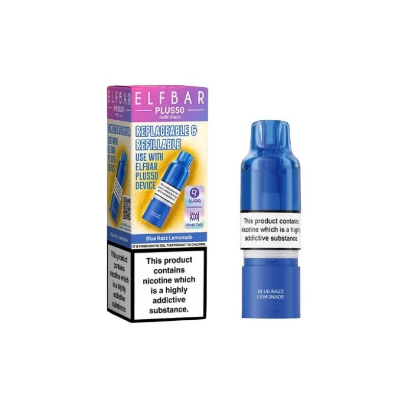 blue razz lemonade elf bar plus 50 prefilled pod