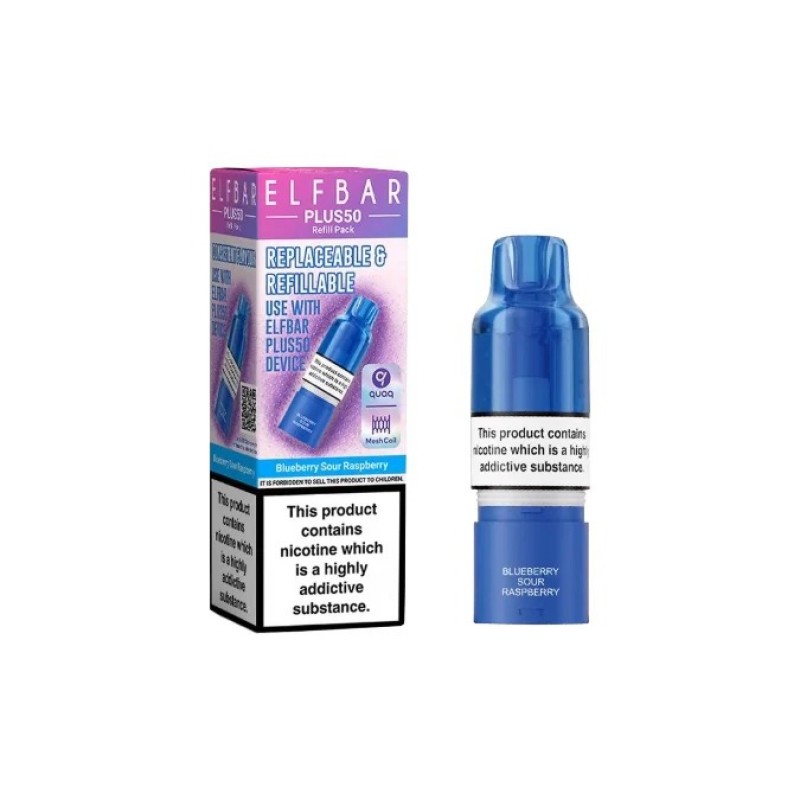 blueberry sour raspberry elf bar plus 50 prefilled pod