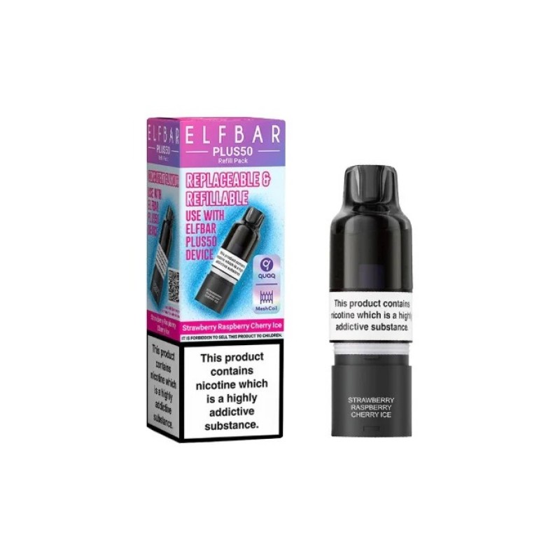 strawberry raspberry cherry elf bar plus 50 prefilled pod