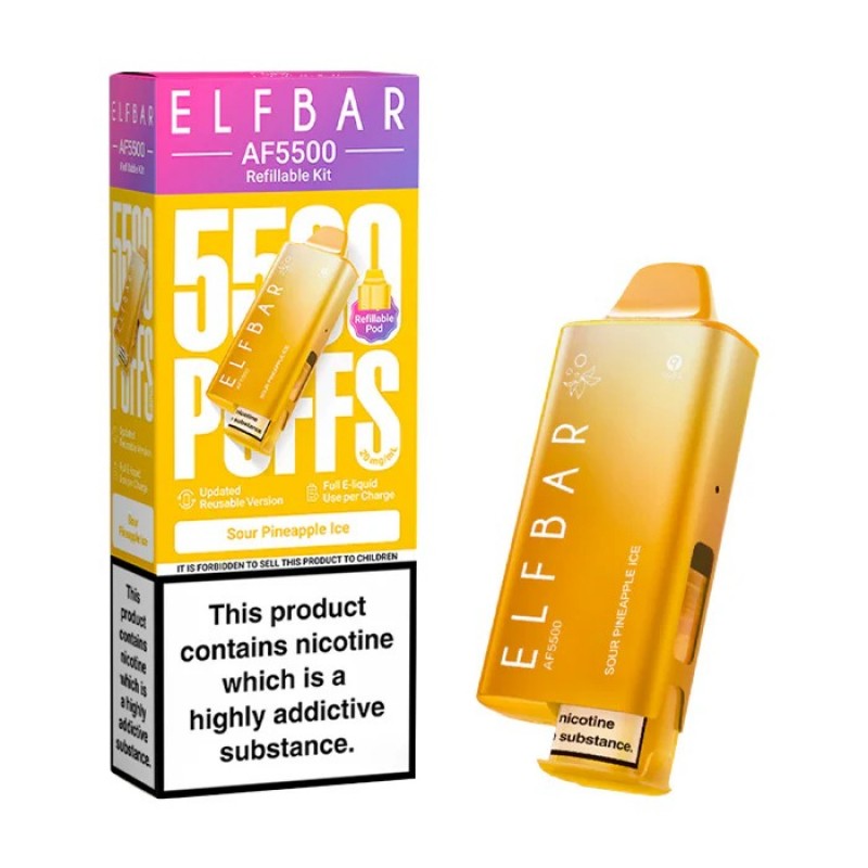sour pineapple ice elf bar af5500 prefilled kit