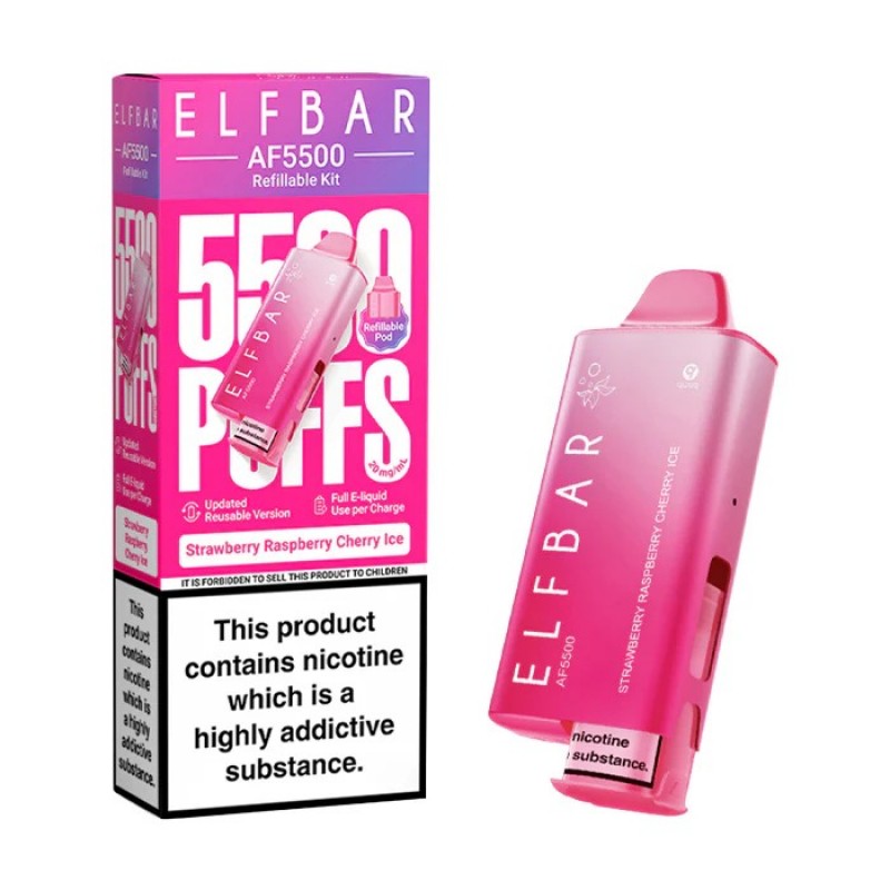 strawberry raspberry cherry ice elf bar af5500 prefilled kit