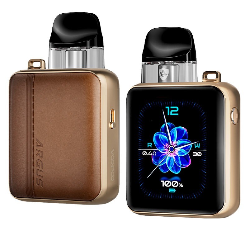 brown leather voopoo argus p3 pod kit