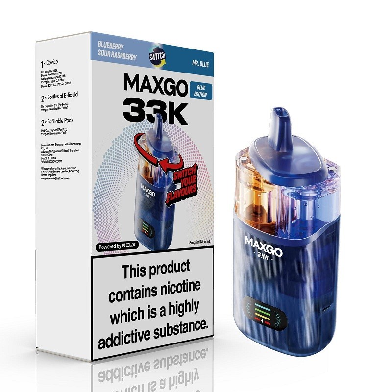 bluberry sour raspberry & mr blue RELX MAXGO Combo 33K