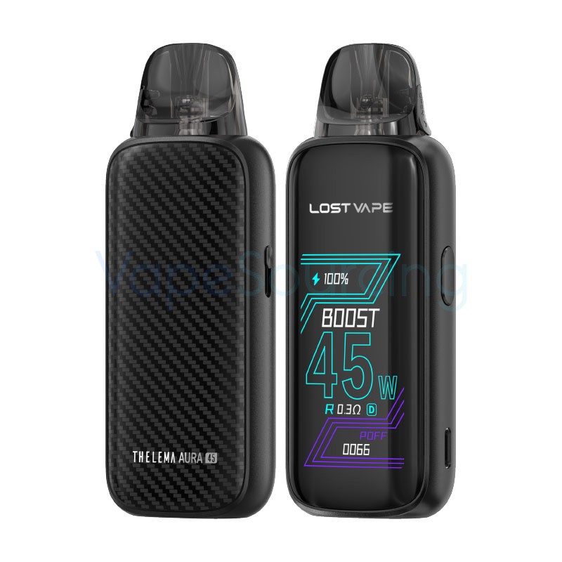 carbon black lost vape thelema aura pod kit