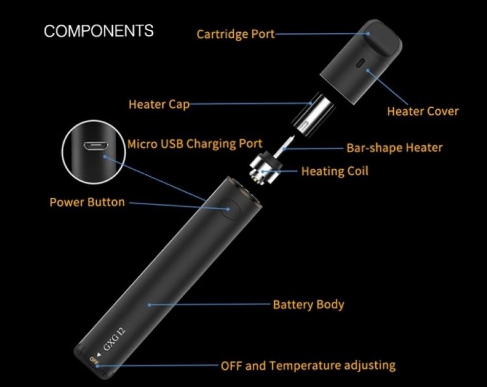 Kamry GXG Push Heat Not Burn Vape Pen Kit 650mAh Temperature Adjustable