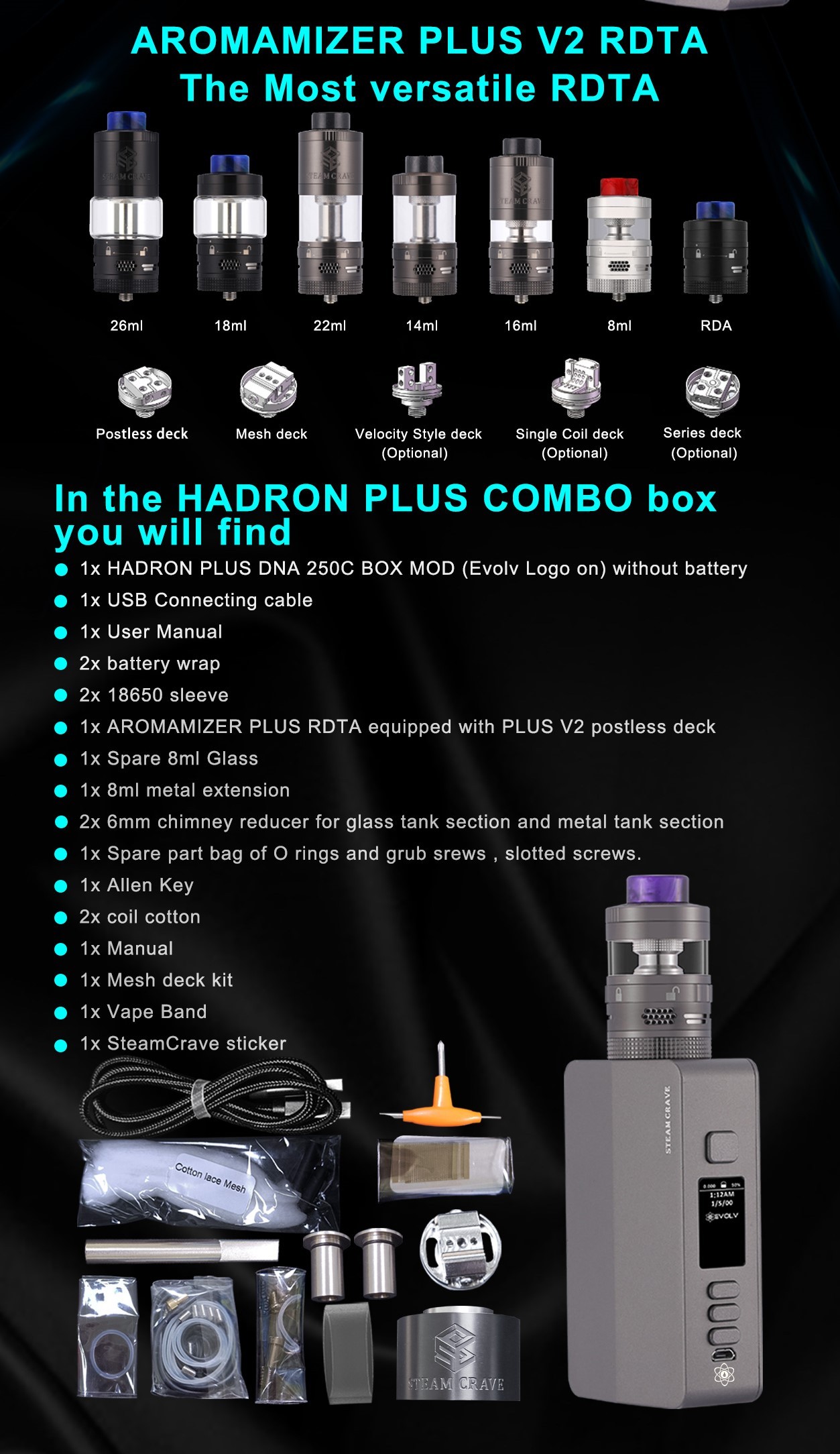 Steam Crave Hadron Plus DNA250C Kit Color