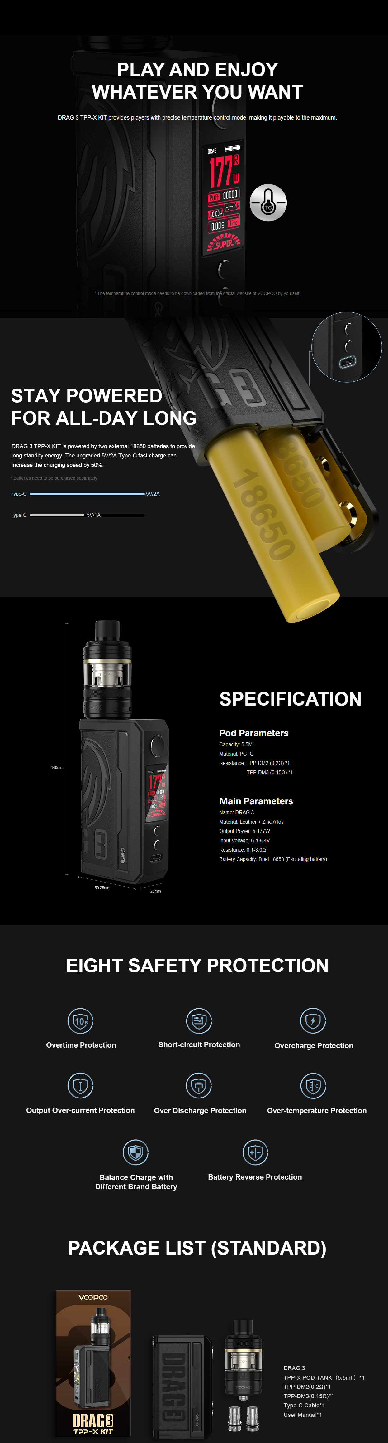 VOOPOO Drag 3 TPP-X Kit Introduction