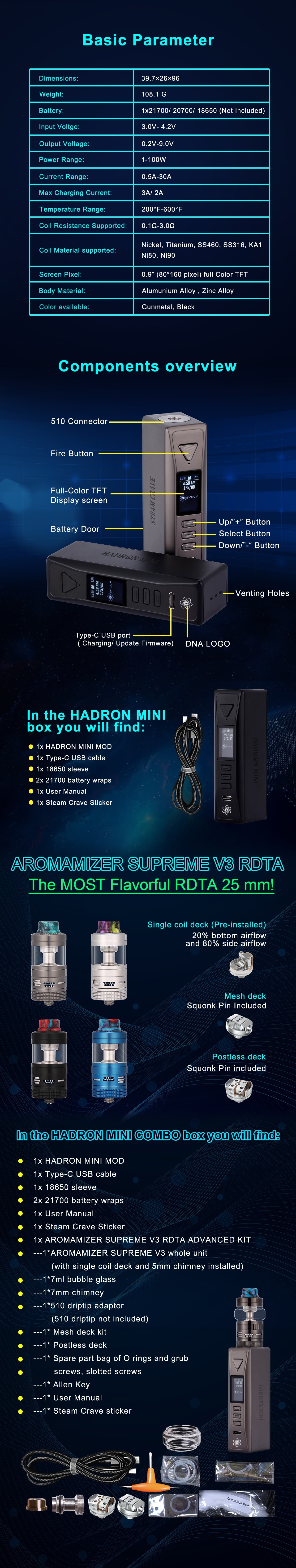 Steam Crave Hadron Mini DNA100C Kit Choice