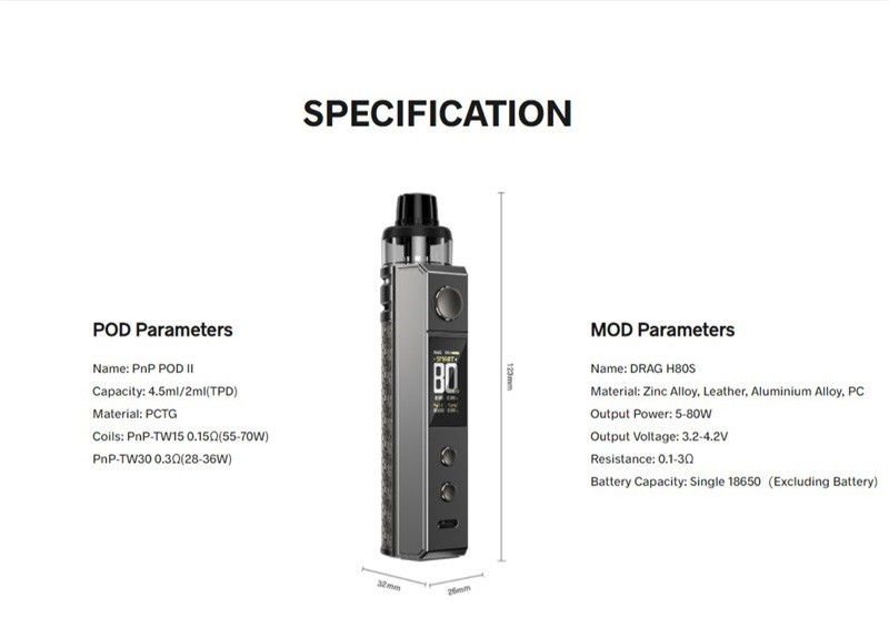 VOOPOO Drag H80 S Specification