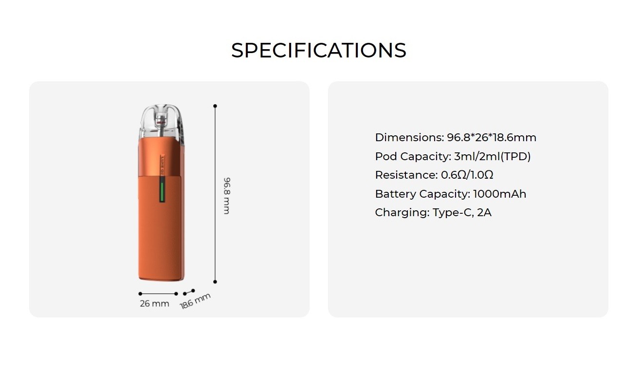 Vaporesso Luxe Q2 Specification