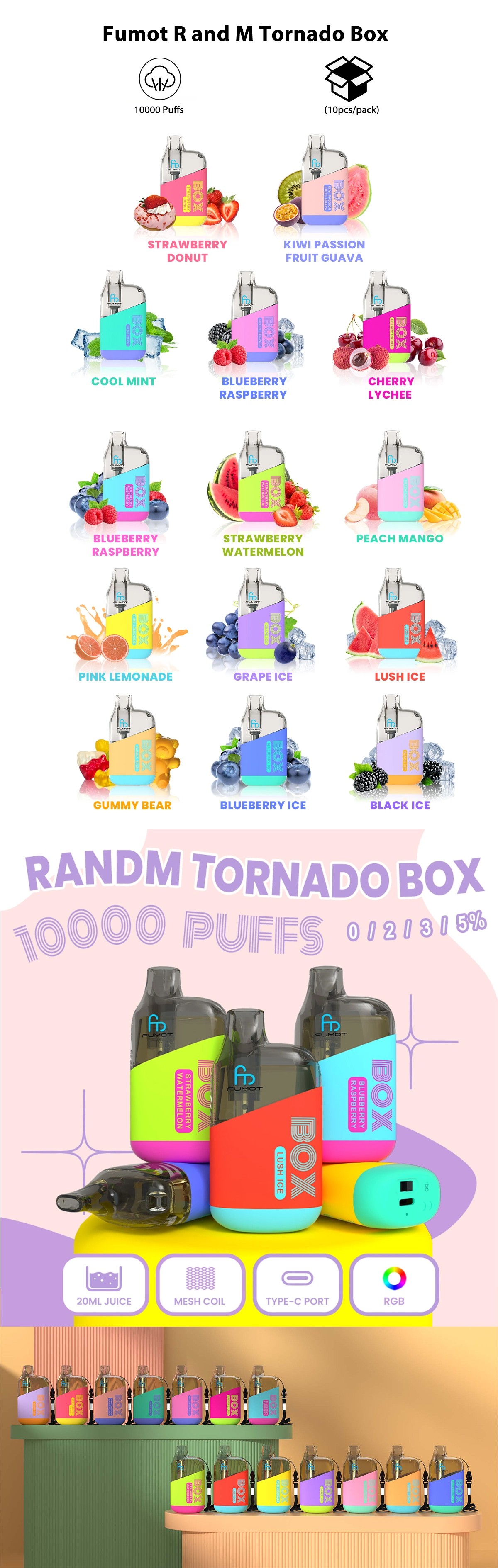 Fumot R and M Tornado Box 10000 Disposable