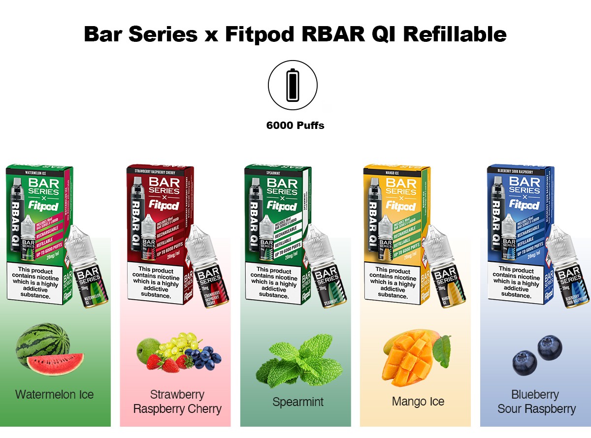 Bar Series x Fitpod RBAR QI Refillable Disposable