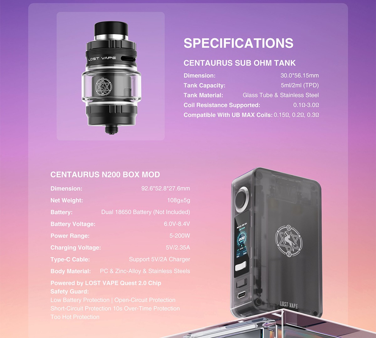 Lost Vape Centaurus N200 Box Mod UK