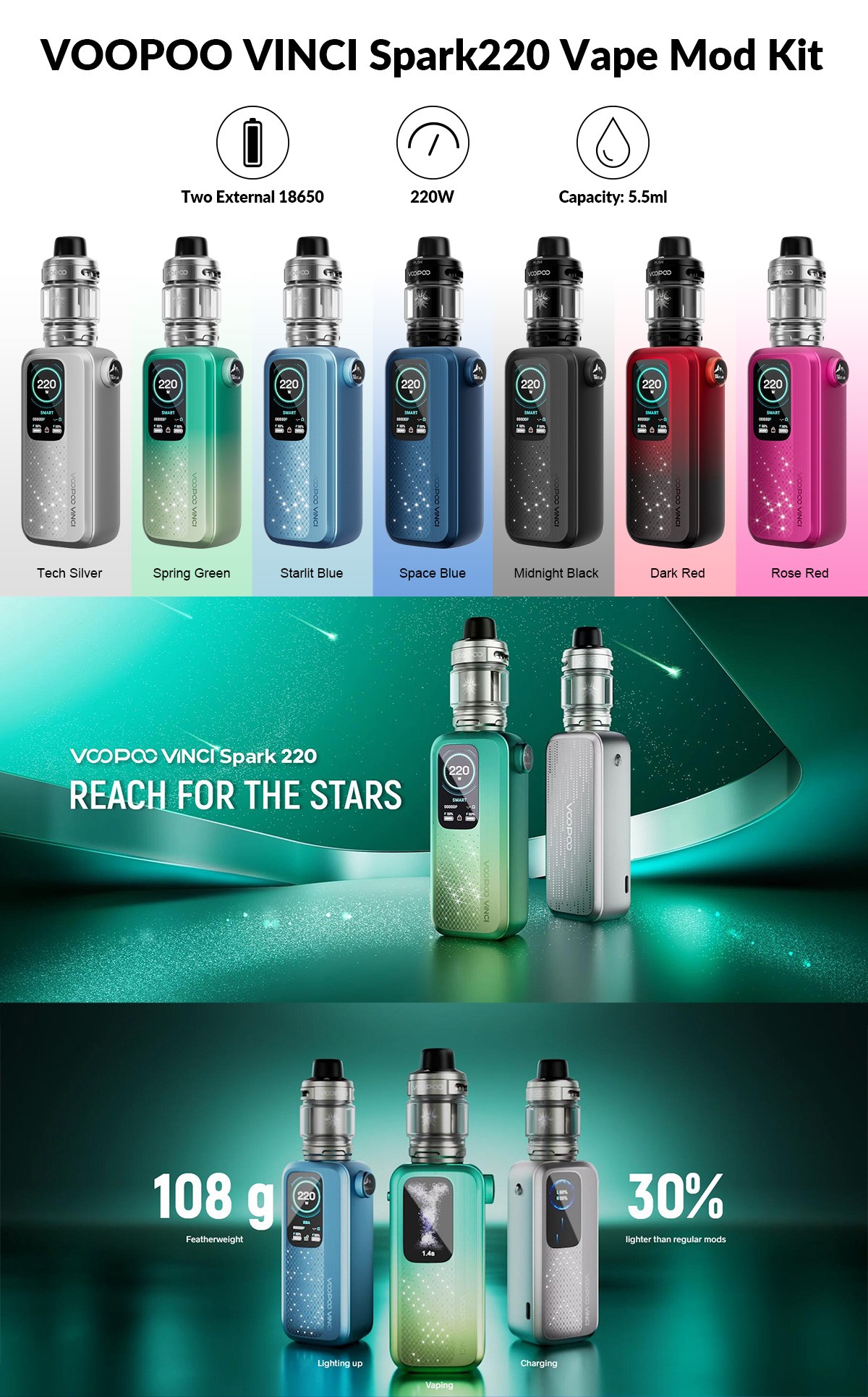 VOOPOO VINCI Spark220 Vape Mod Kit