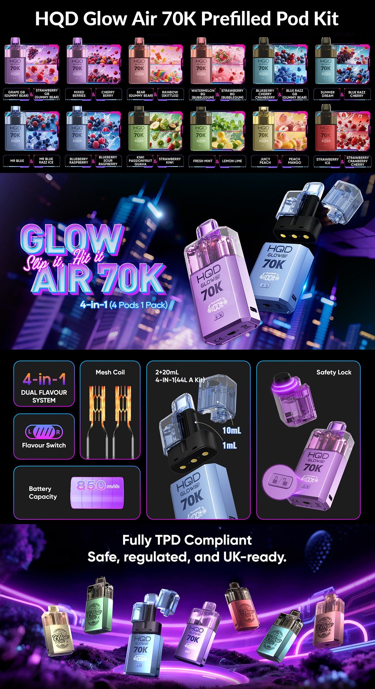 HQD Glow Air 70K Prefilled 