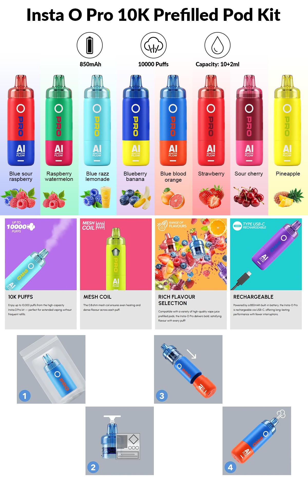 Insta O Pro 10K Prefilled Pod Kit