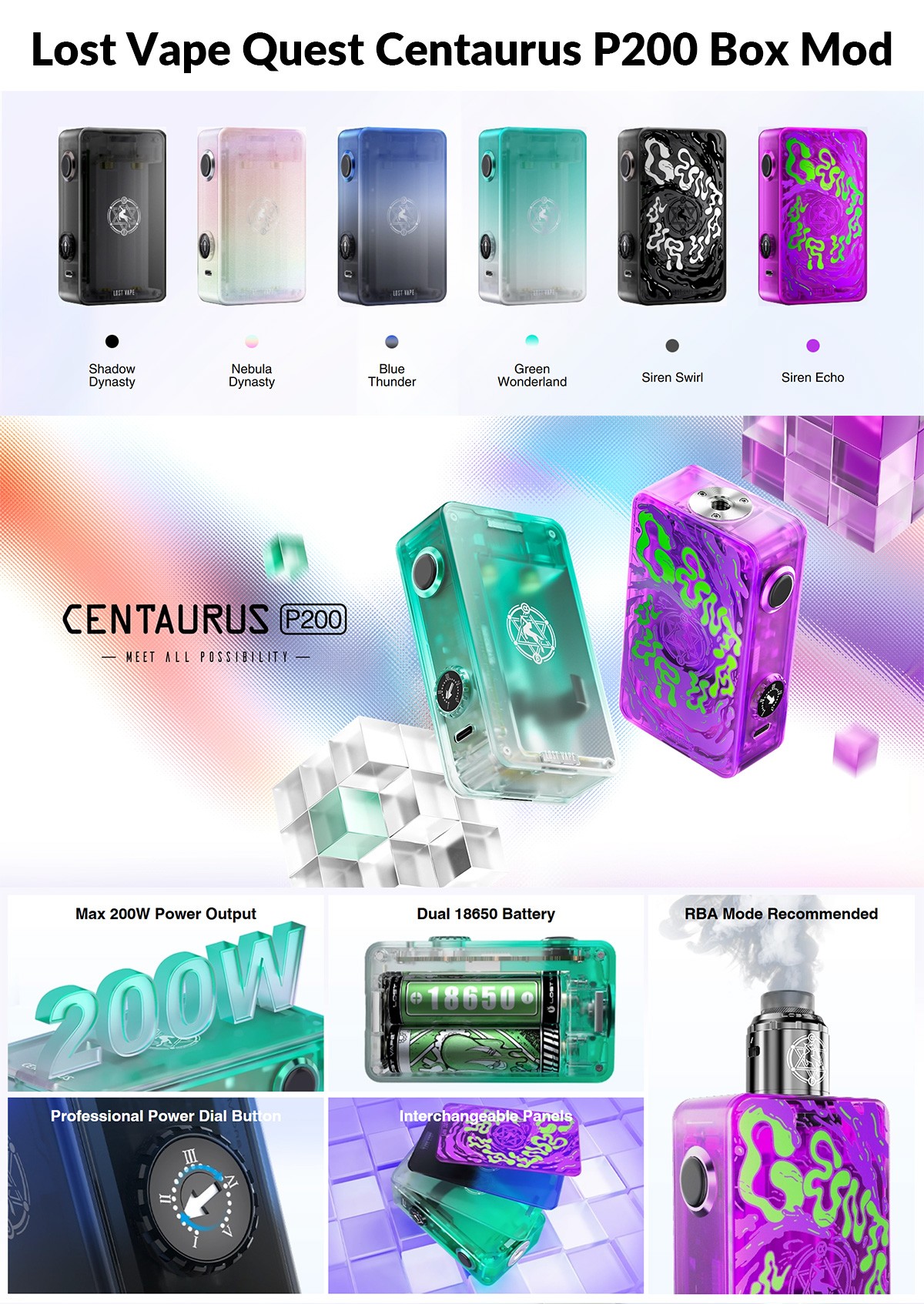 Lost Vape Quest Centaurus P200 Box Mod