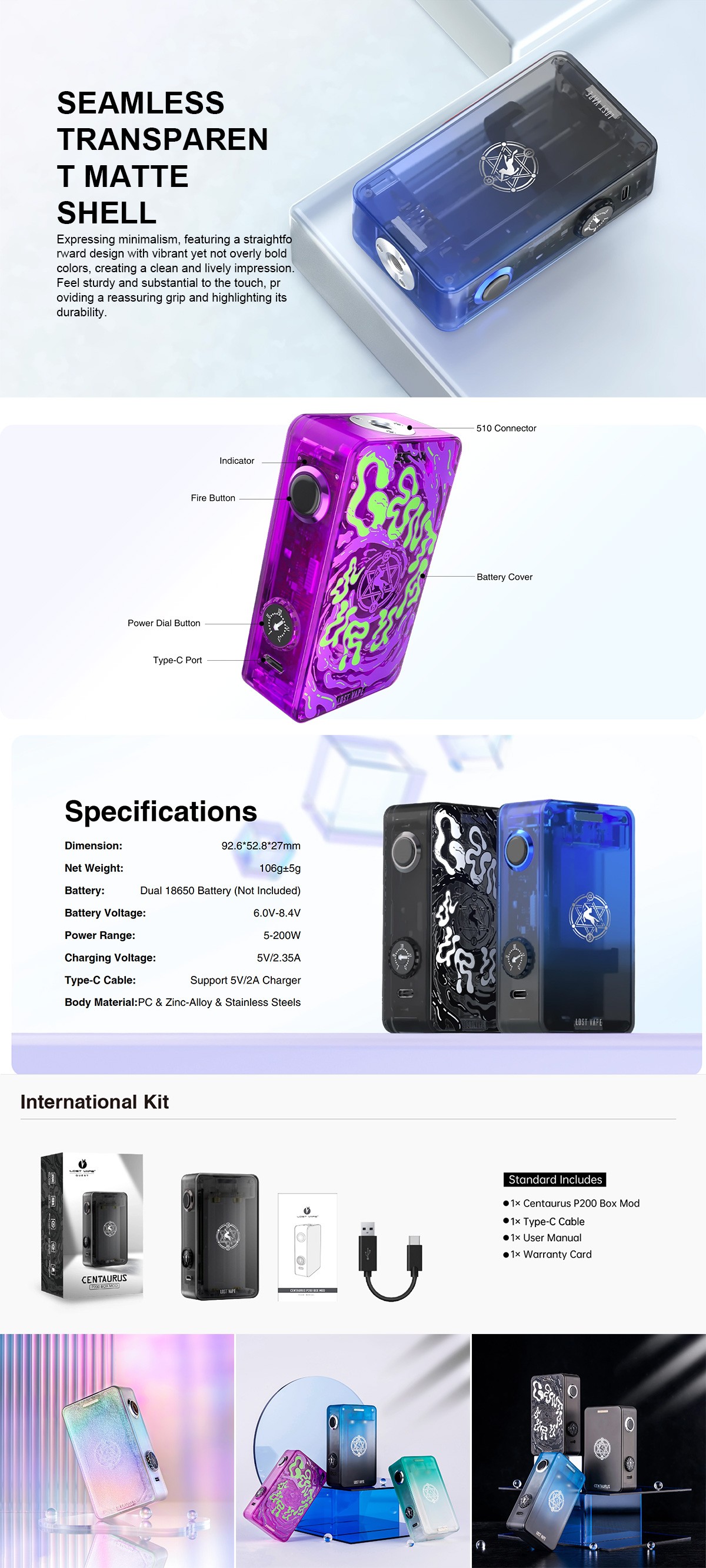 UK Lost Vape Quest Centaurus P200 Box Mod