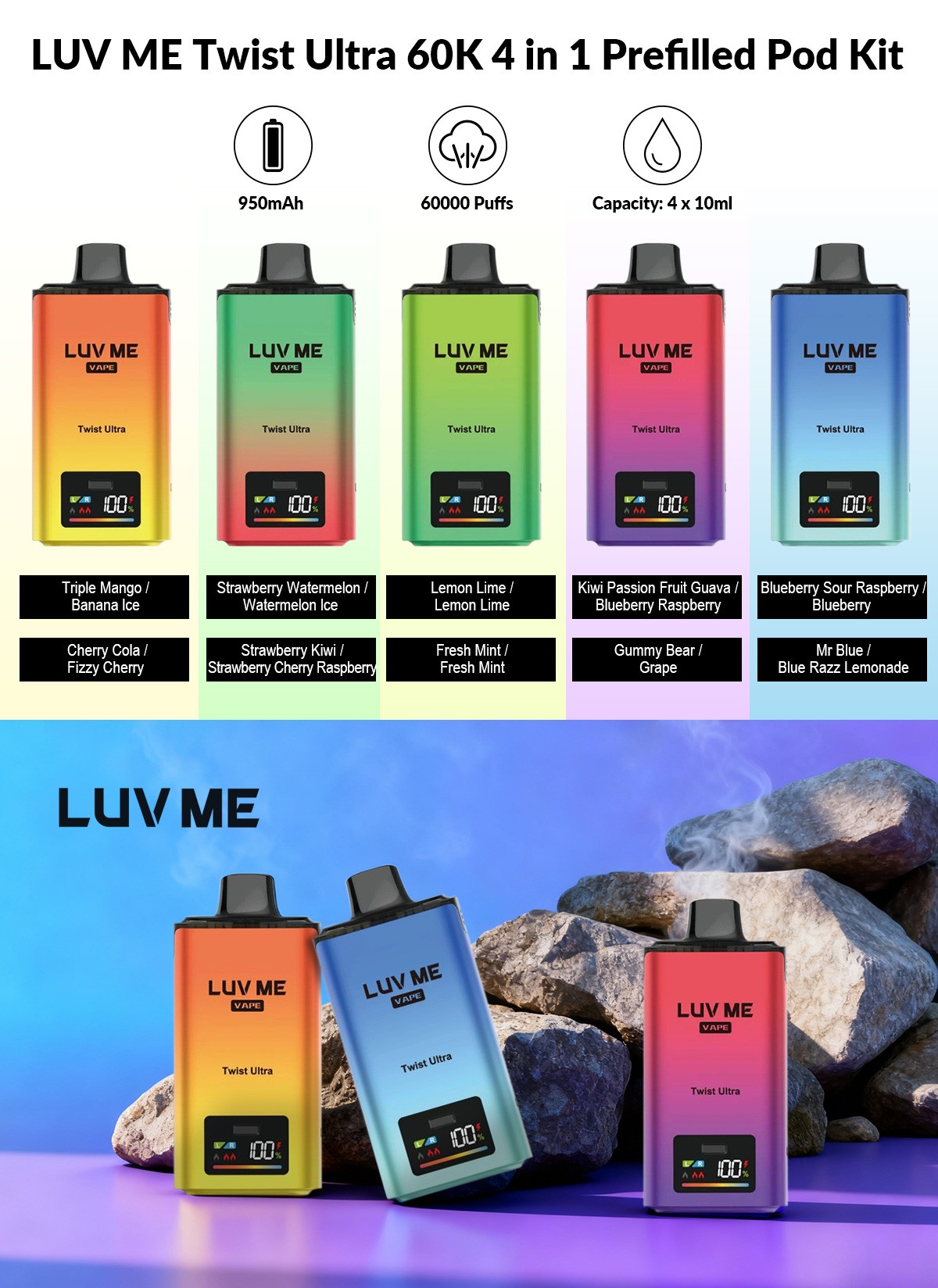 LUV ME Twist Ultra 60K 4 in 1 Prefilled Pod Kit