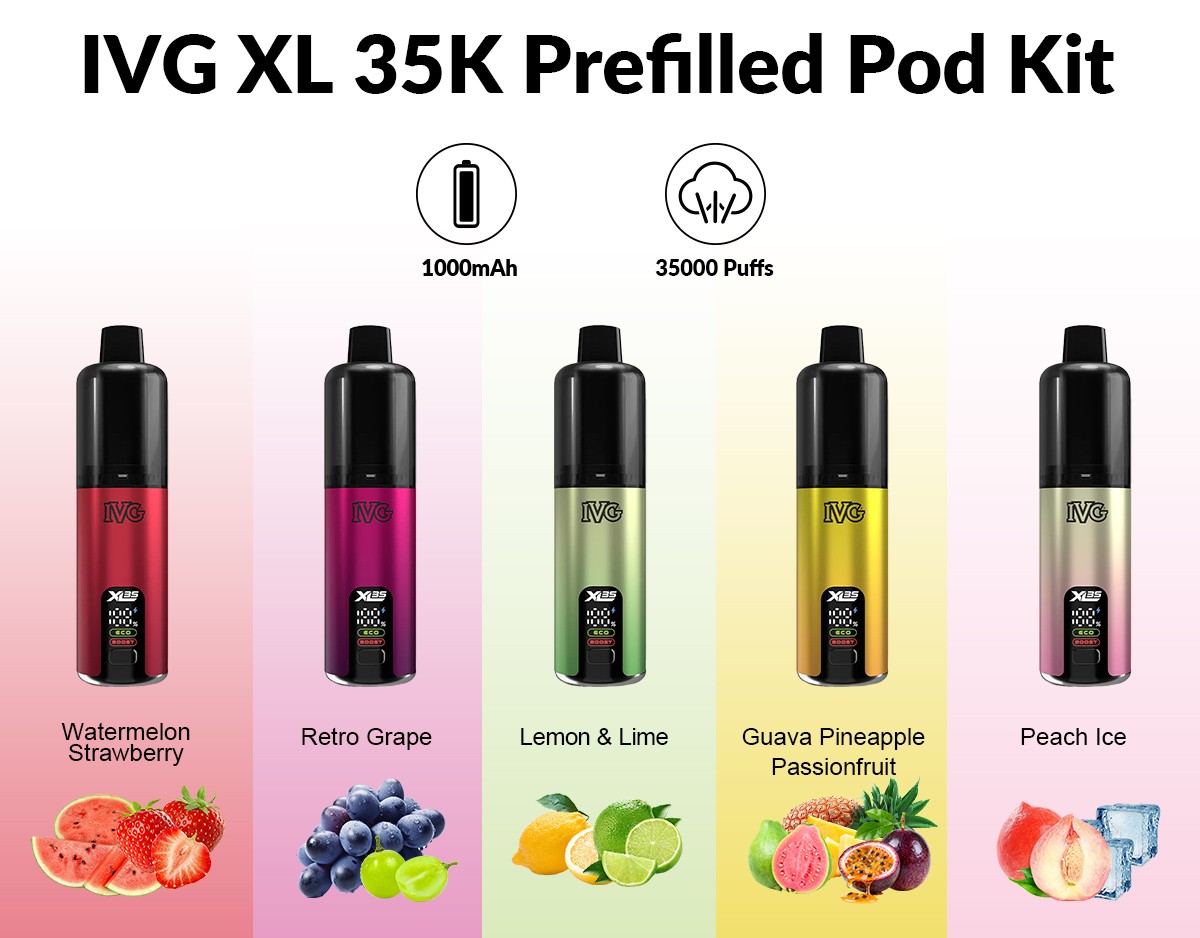 IVG XL 35K Prefilled Pod Kit All Flavours IVG XL 35K Prefilled Pod Kit All Flavours