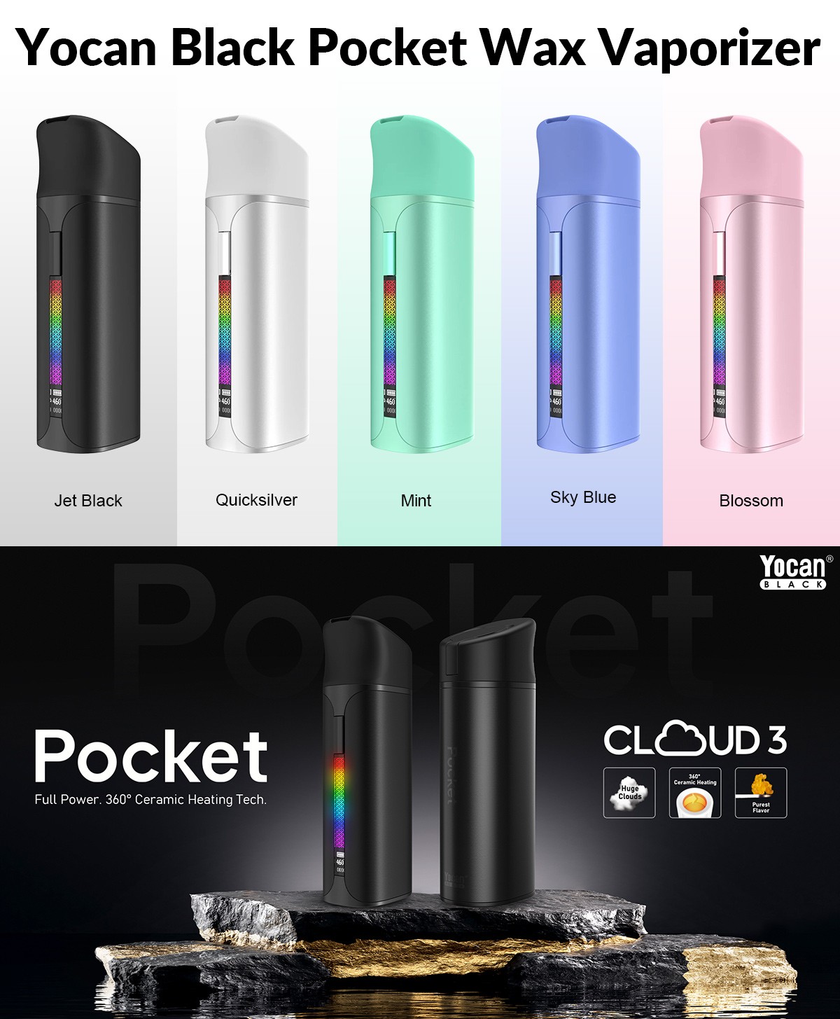 Yocan Black Pocket Wax Vaporizer All Colors