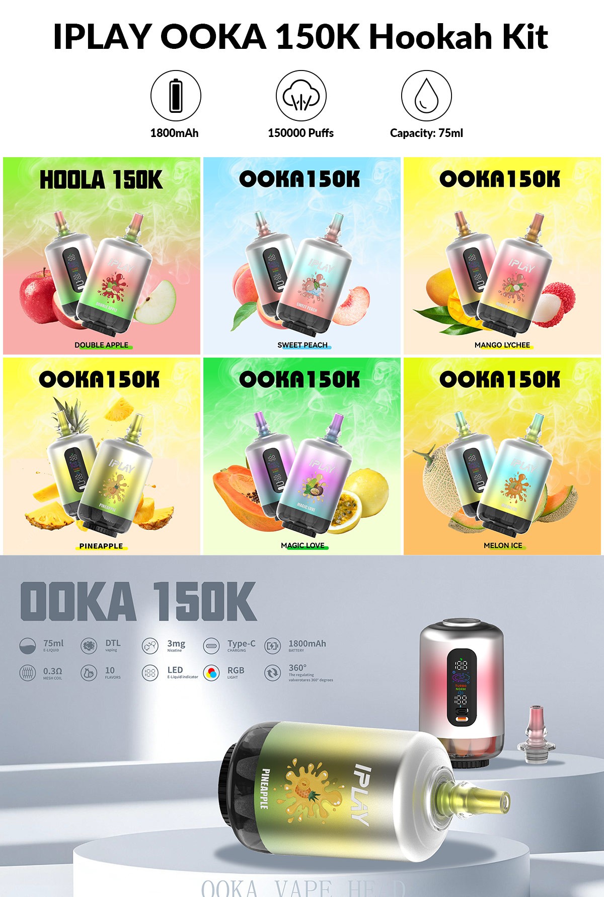IPLAY OOKA 150K Hookah Kit
