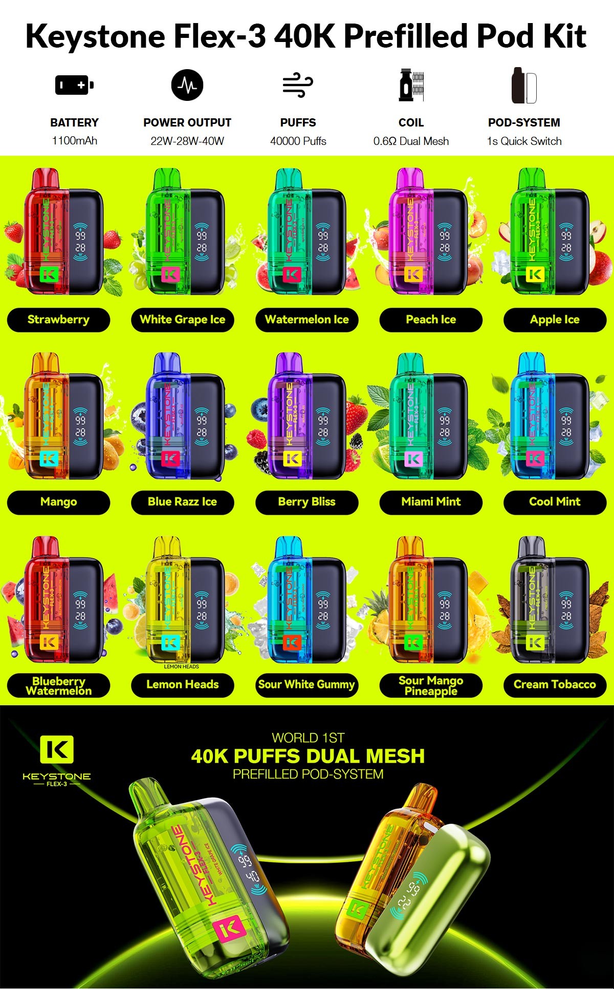 Keystone Flex-3 40K Prefilled Pod Kit