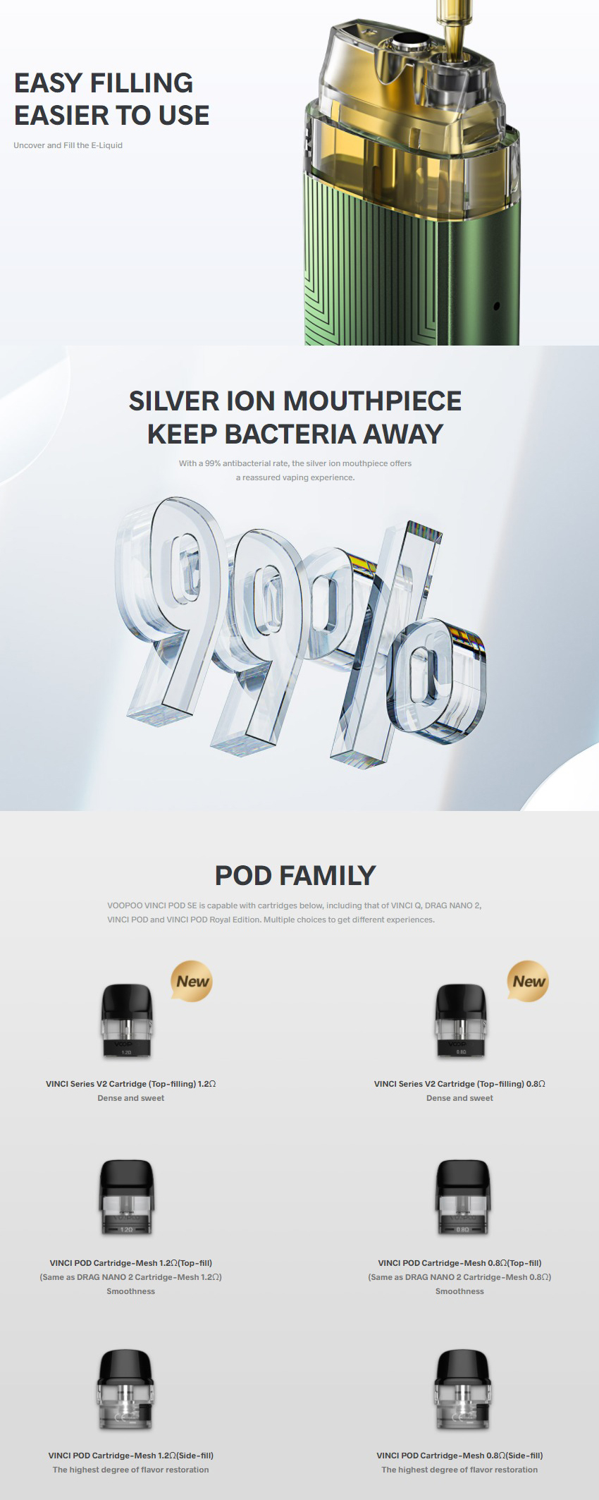 elfbar nachfüll pod läuft aus Voopoo Vinci E80 Vape Kit