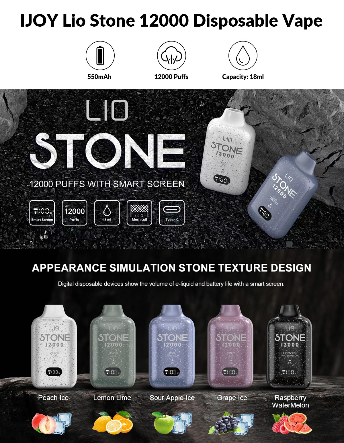 ijoy lio stone 12000 disposable